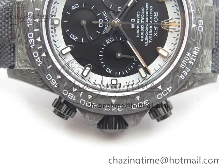 0601 Daytona DIW Carbon OMF Best Edition Black White Dial on Black Nylon Strap A OnTrend 2843
